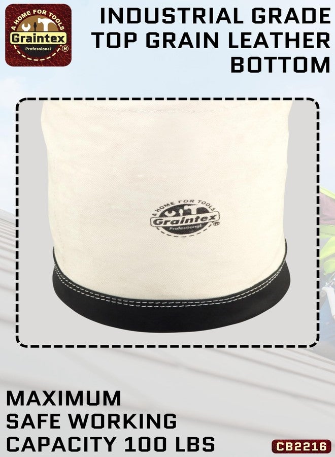 Graintex CB2216 Utility Canvas Bucket Leather Bottom 16" X 10" Rope Handle - Image 5