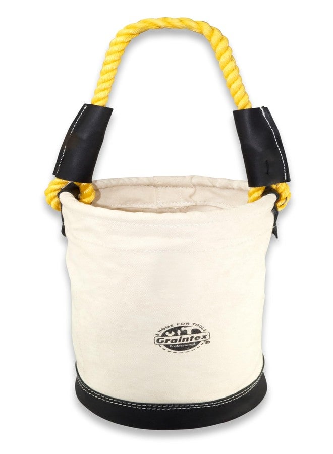 Graintex CB2216 Utility Canvas Bucket Leather Bottom 16" X 10" Rope Handle - Image 1