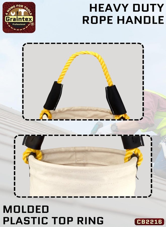 Graintex CB2216 Utility Canvas Bucket Leather Bottom 16" X 10" Rope Handle - Image 4