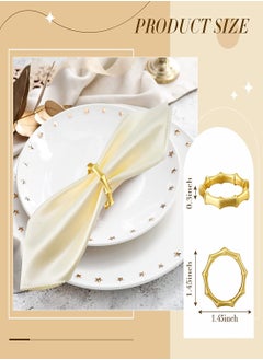 Excefore Napkin Rings 6Pcs Bamboo Shape Gold Napkin Holder Ring Stainless Steel Handmade Elegant Napkin Holder Rings Home Table Setting for Wedding Farmhouses Banquet Birthday Picnics  - Image 2
