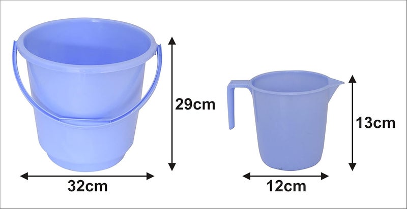 Kuber Industries Kuber Industries 2 Pieces Plastic Bathroom Bucket & Mug Set (Blue)  - Image 4