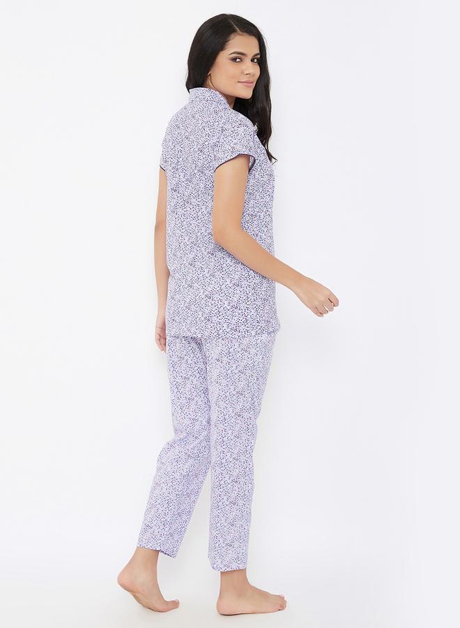 Clovia Clovia Women Cotton Button Down Shirt and Multicolor Pyjama Sets  - Image 4