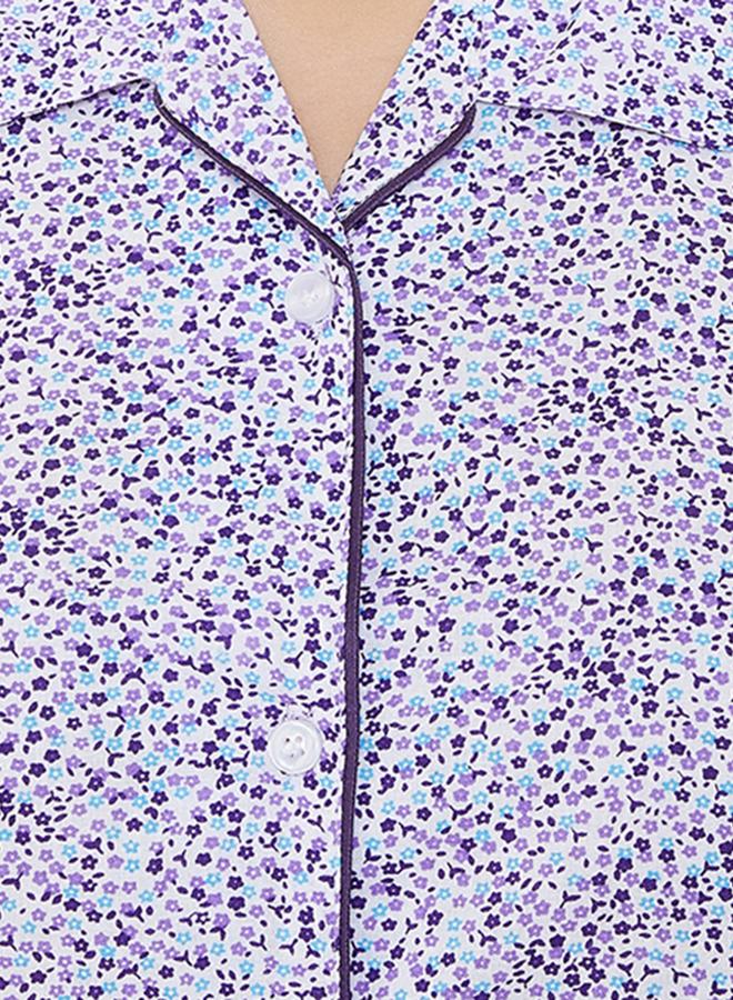 Clovia Clovia Women Cotton Button Down Shirt and Multicolor Pyjama Sets  - Image 5