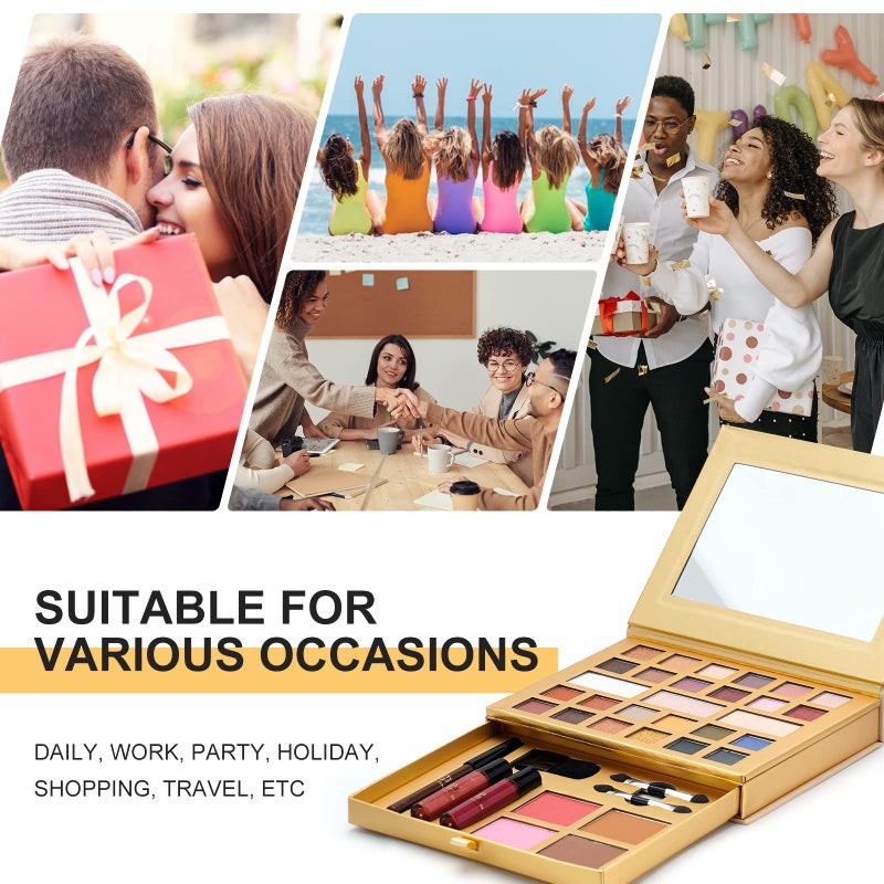 Color Nymph All-in-One Makeup Kit - Perfect Set for Women, Teens, and Beginners! Travel-Friendly Palette with 24 Eyeshadows, Lip Glosses, Brushes, and Mirror - Your Ultimate Makeup Solution! - Image 5