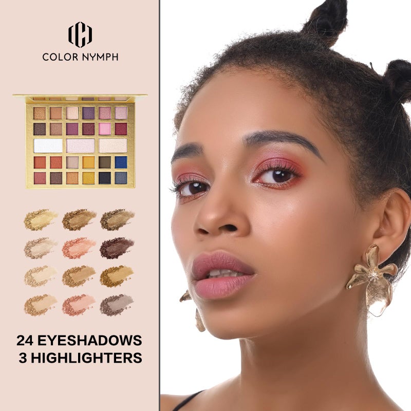 Color Nymph All-in-One Makeup Kit - Perfect Set for Women, Teens, and Beginners! Travel-Friendly Palette with 24 Eyeshadows, Lip Glosses, Brushes, and Mirror - Your Ultimate Makeup Solution! - Image 4