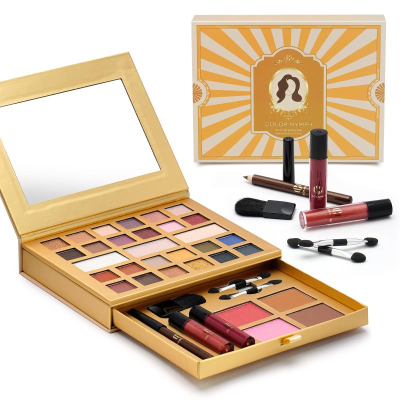 Color Nymph All-in-One Makeup Kit - Perfect Set for Women, Teens, and Beginners! Travel-Friendly Palette with 24 Eyeshadows, Lip Glosses, Brushes, and Mirror - Your Ultimate Makeup Solution! - Image 1