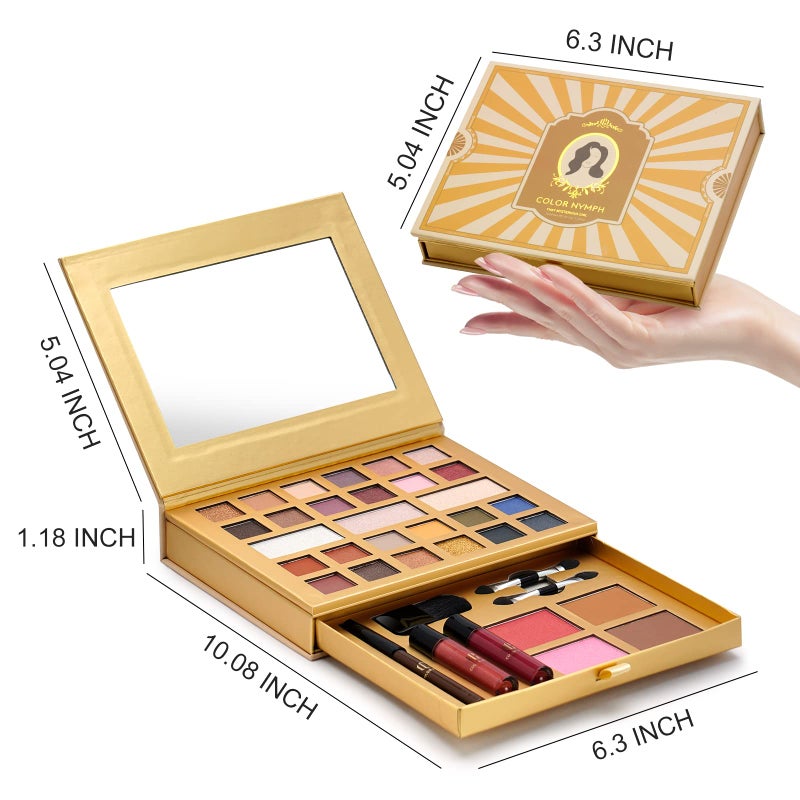 Color Nymph All-in-One Makeup Kit - Perfect Set for Women, Teens, and Beginners! Travel-Friendly Palette with 24 Eyeshadows, Lip Glosses, Brushes, and Mirror - Your Ultimate Makeup Solution! - Image 3