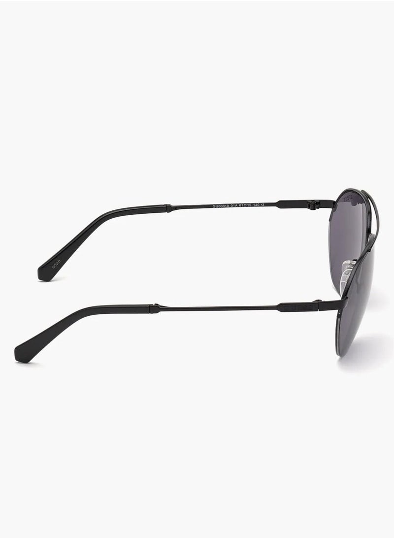 Guess Aviator Sunglasses, Shiny Black with Smoked Lenses GU00010 01A Lens Size: 61mm Large - Image 5