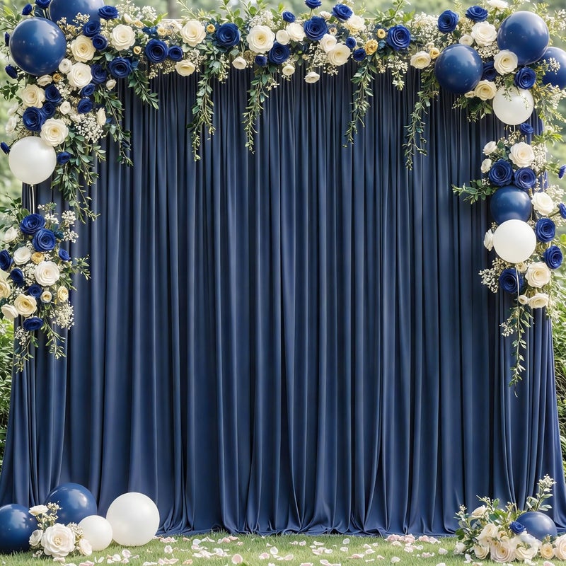 PARTISKY 24x10FT Navy Blue Backdrop Curtains for Wedding Parties, Wrinkle Free Polyester Photography Backdrop Drapes for Wedding Baby Shower Birthday Parties Stage Background Stand Decorations 4x10ft,6 Panels - Image 4