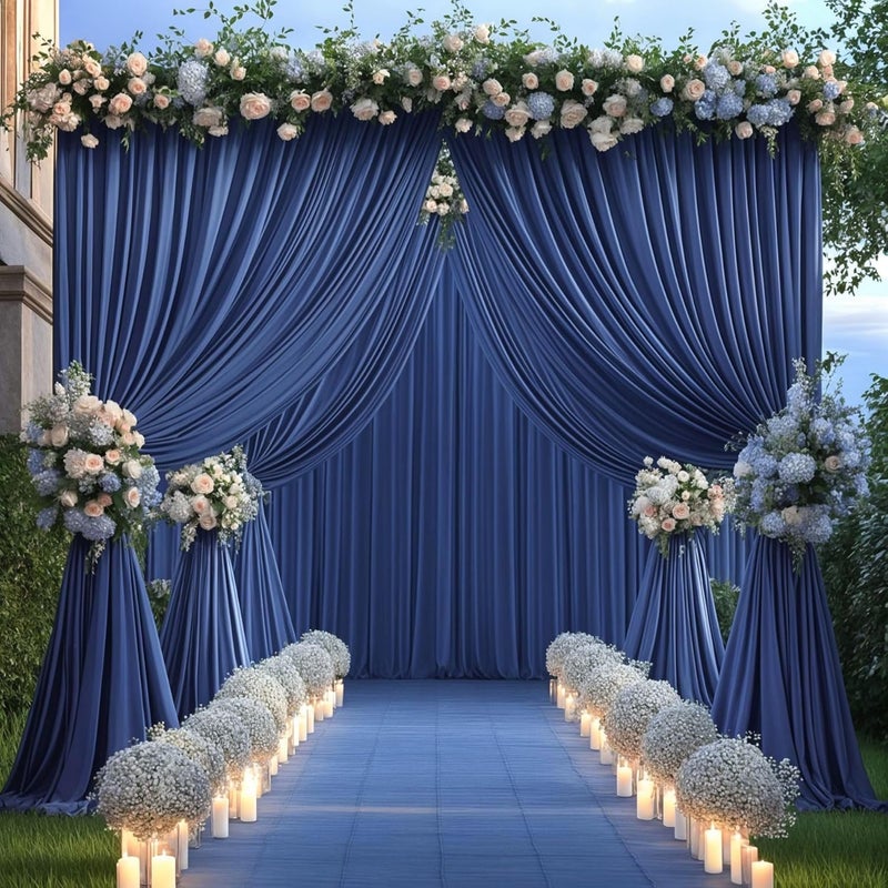 PARTISKY 24x10FT Navy Blue Backdrop Curtains for Wedding Parties, Wrinkle Free Polyester Photography Backdrop Drapes for Wedding Baby Shower Birthday Parties Stage Background Stand Decorations 4x10ft,6 Panels - Image 5