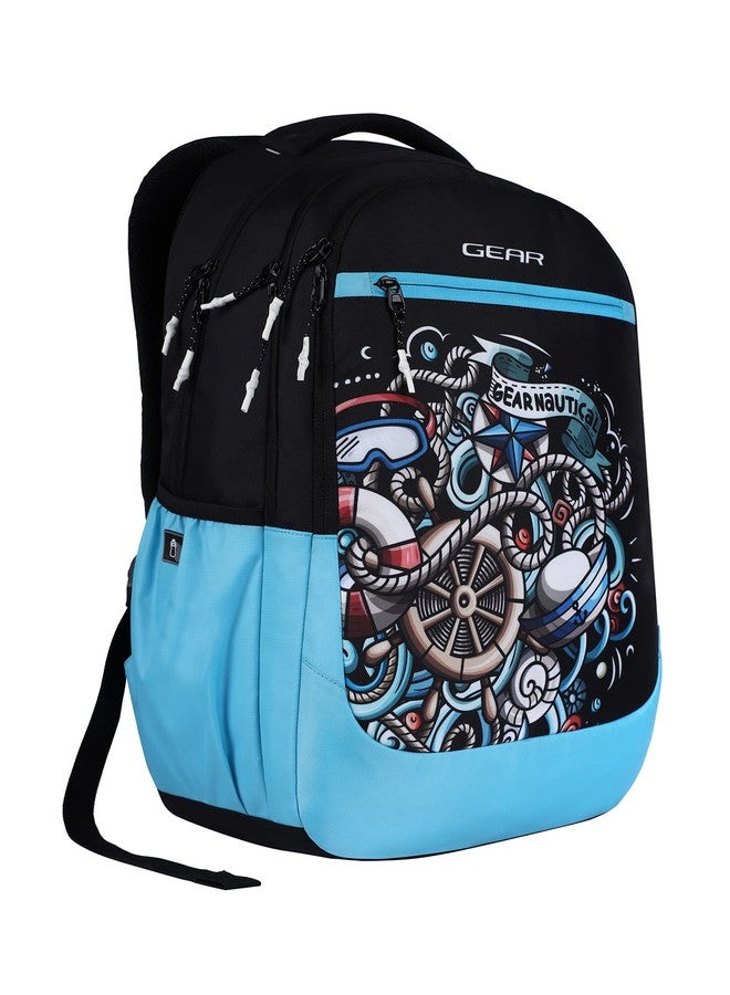 Gear Graffitti with Raincover Backpack 29 Ltrs Black-Blue School Backpack (BKPGRFTRC0105) - Image 3