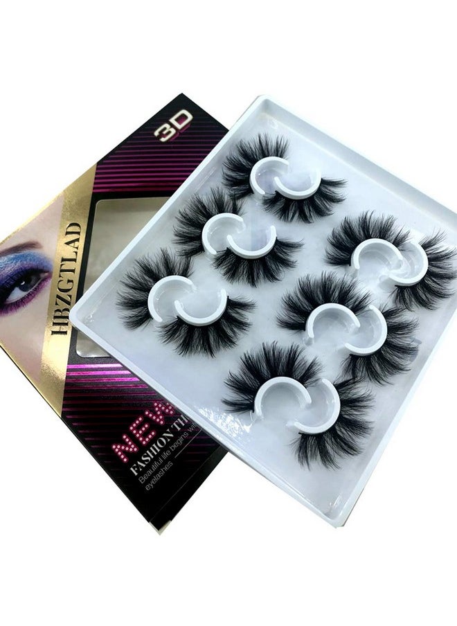 HBZGTLAD - 6 Pairs Fluffy False Eyelashes Natural Faux Mink Strip 3D Lashes Pack (Mdf 12) - Image 1