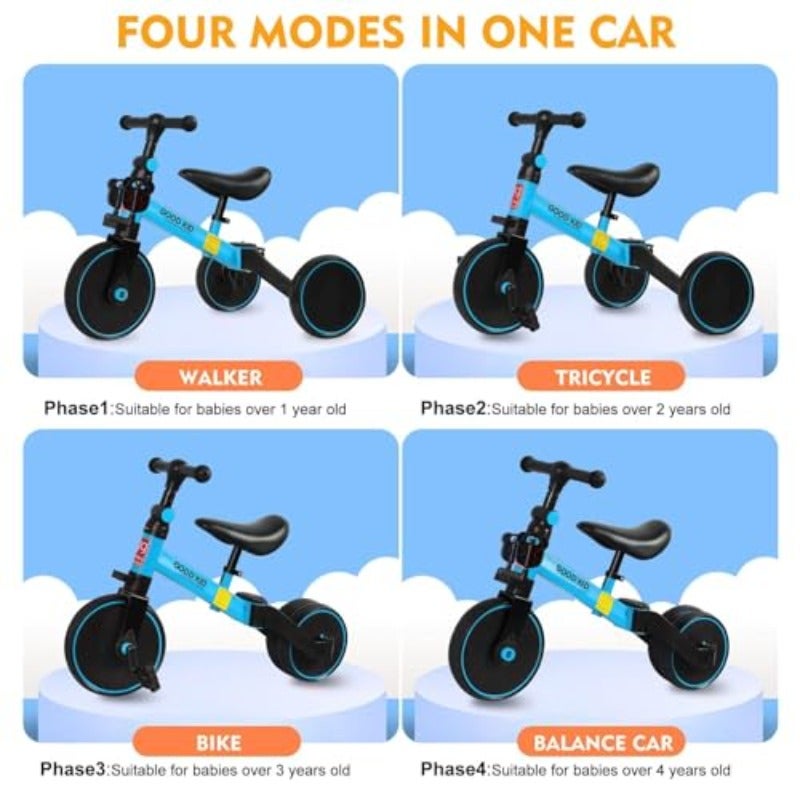 4 in 1 Balance Bike Tricycles for 1.5-5 Years Toddlers Trike with Adjustable Seat Indoor Outdoor Boys Girls First Birthday Gifts Blue - Image 5