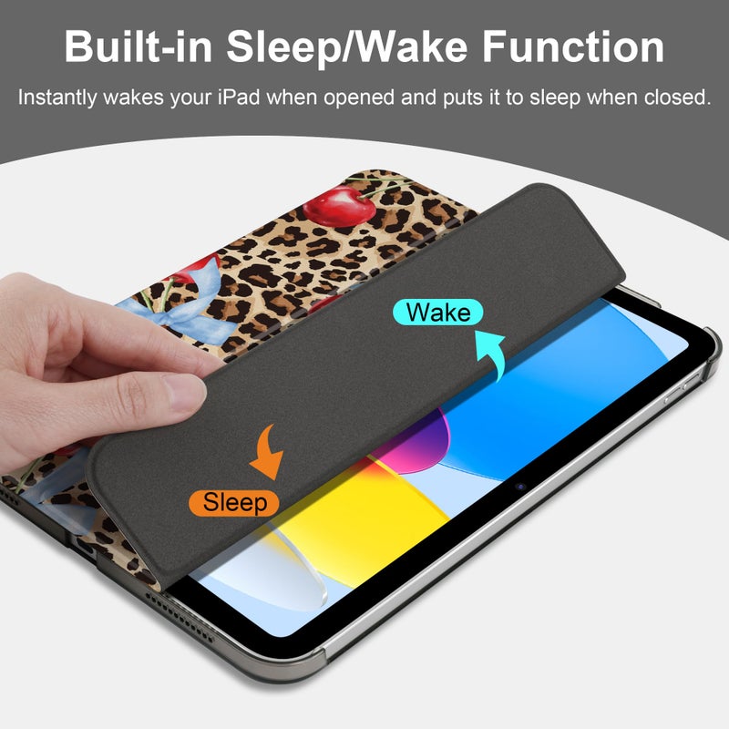DONGKE for iPad Air 11-inch M3 2025 M2 2024, iPad Air 5th 2022 / 4th Generation 2020 10.9-inch, Slim Foldable Stand Hard PC Translucent Back Shell Smart Cover - [Auto Wake/Sleep] - Leopard - Image 4