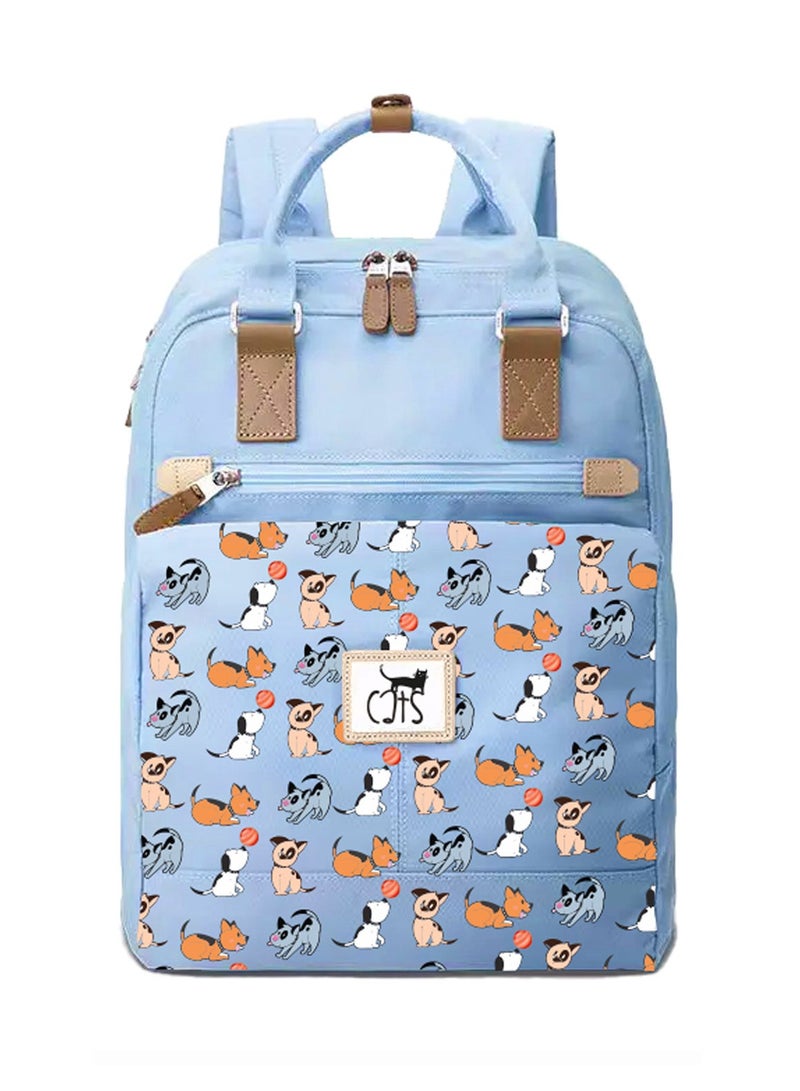 Biggdesign Dogs Anti Theft and Waterproof Laptop Backpack, Blue - Image 1