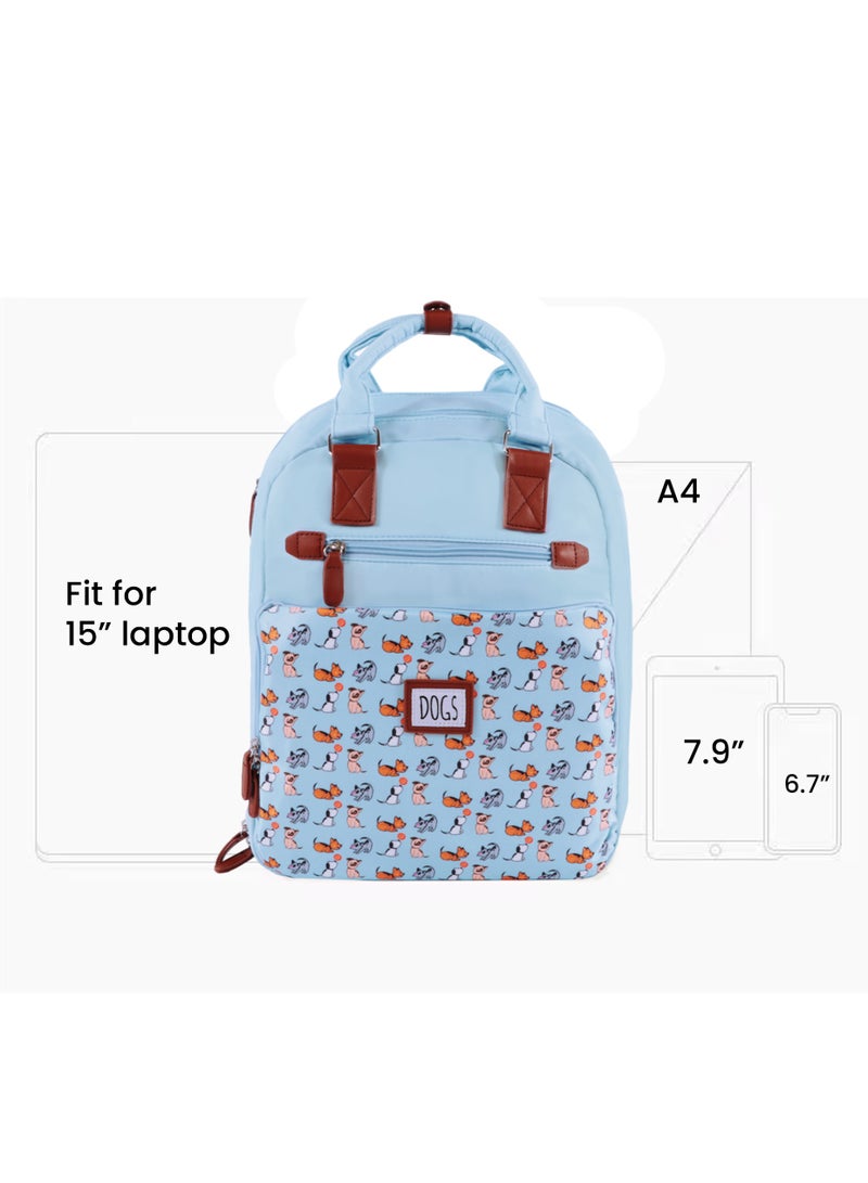 Biggdesign Dogs Anti Theft and Waterproof Laptop Backpack, Blue - Image 5