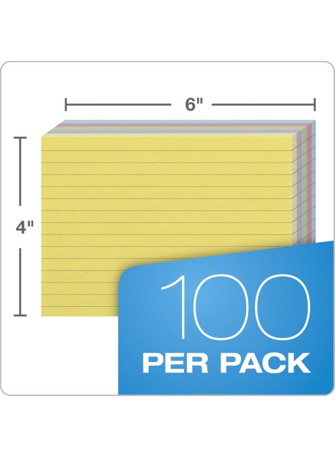 Oxford Ruled Color Index Cards, 4" x 6", Assorted Colors, 100 Per Pack (34610) - Image 2