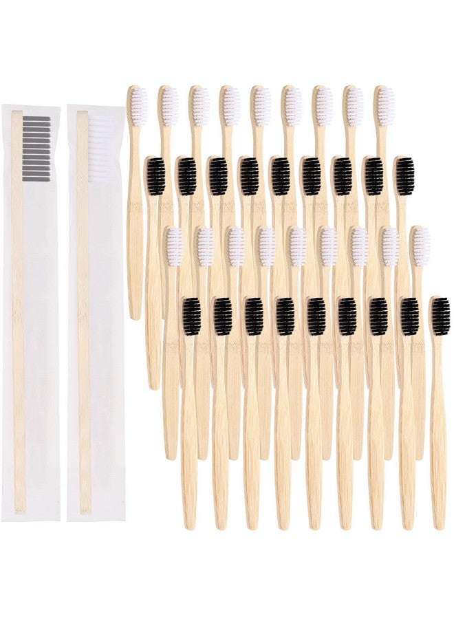 Vesici 200 Pieces Bamboo Toothbrushes Bulk Soft Bristles Toothbrushes with Micro Fur Ultra Wooden Bamboo Tooth Brushes Manual Toothbrushes for Adults Travel Family Hotel Use Individually Packaged - Image 1