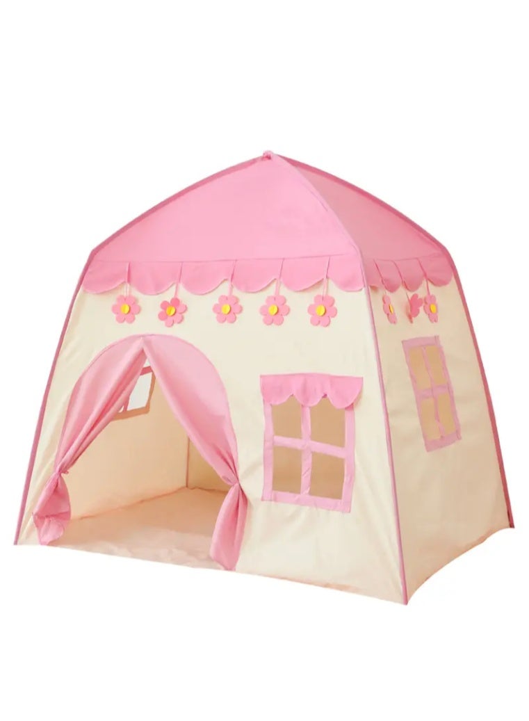 Kids Play Tent, Large Pink Flower Cabin Playhouse for Indoor Outdoor Use - Image 2