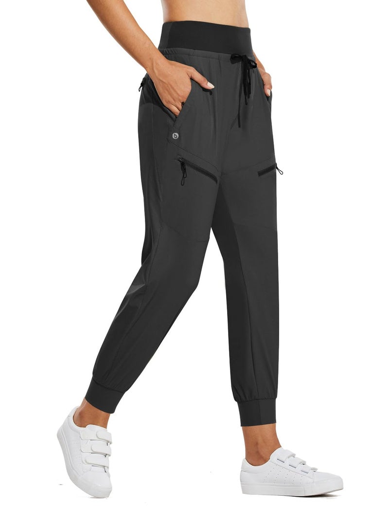 baleaf Women's Joggers Lightweight Hiking Pants High Waist 5 Zipper Pockets Quick Dry Travel Athletic UPF50+ Dark Gray M - Image 1