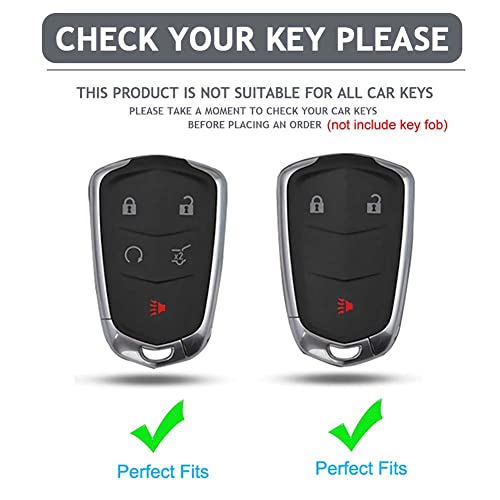 Cacacar Premium Soft TPU Full Protection Key Fob Case for Cadillac Escalade ATS CTS STS SRX XT5 CT6 Smart Key Cover, Gray - Image 2