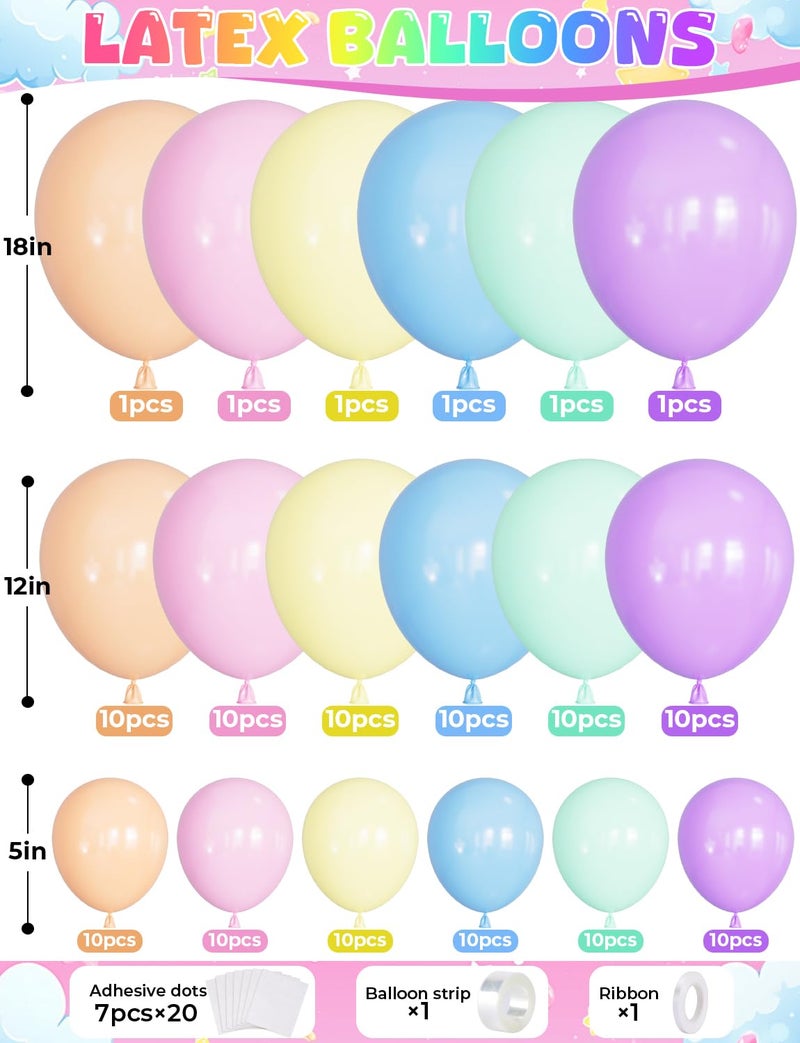 Haolongfa Pastel Rainbow Balloons Arch Garland Kit, Macaron Easter Balloon Arch Kit,18/12/5 In Pastel Spring Balloon Arch for Spring Easter Party Unicorn Birthday Party, Baby Shower Supplies - Image 4