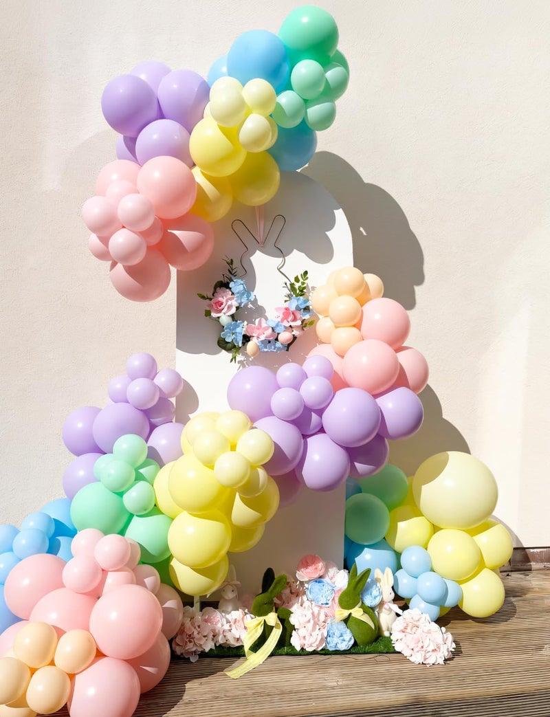 Haolongfa Pastel Rainbow Balloons Arch Garland Kit, Macaron Easter Balloon Arch Kit,18/12/5 In Pastel Spring Balloon Arch for Spring Easter Party Unicorn Birthday Party, Baby Shower Supplies - Image 2
