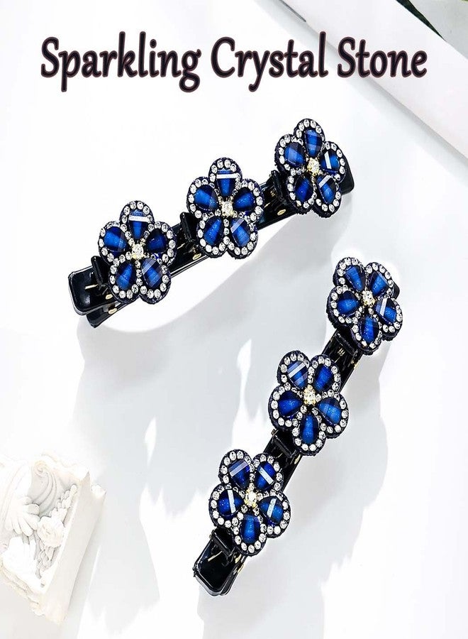 Outyua Braided Hair Clips Sparkling Crystal Stone Braided Hair Clips for Women Rhinestone Duckbill Hairpin 2Pcs - Image 2