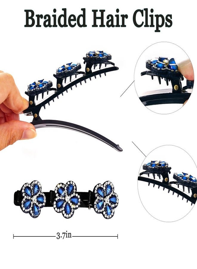 Outyua Braided Hair Clips Sparkling Crystal Stone Braided Hair Clips for Women Rhinestone Duckbill Hairpin 2Pcs - Image 3