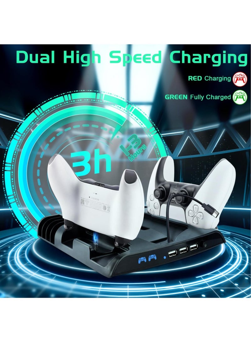 KJH The PS5 Slim Cooling Stand with Charging Station for Playstation 5 Slim Console(Digital/Disc) - Image 3
