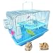 MUYG 2Tier Portable Hamster Cage and Habitats Travel Metal Mouse Cages with Free Water Bottle Houses and Exercise Wheel for Any Breed of Hamster and Small Animal 146x110x118inch Blue - Image 1
