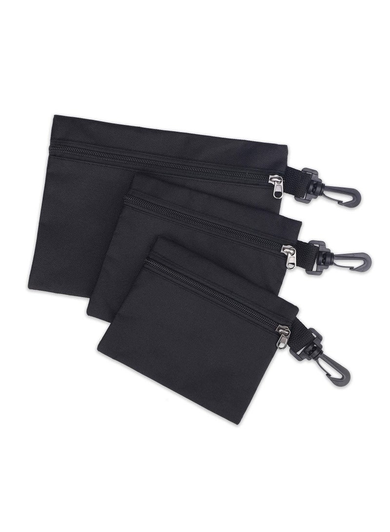Y&D Canvas Bag, Small Parts Tool Organizer with Carabiner, Zip Mini Multipurpose Storage Organizer, Men's Auto Motorcycle Bag (3 Pack)  - Image 1