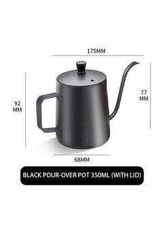 HaveDream Hand-Poured Filter Coffee Pot, Household Teapot, Milk Pot, With Lid For Heat Preservation - Black 350ML  - Image 4