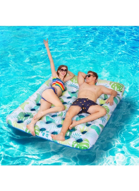 Inflatable Pool Float Mat, 72' X 60' Giant Pool Floats Adult Size with Headrest Lake Float Raft Water Lounger, Oversized Floating for Swimming Pool Tanning Pool for Summer Beach
