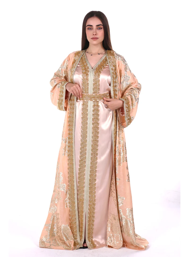 AL BENT AL SHARQIEH embroidered satin kaftan dress