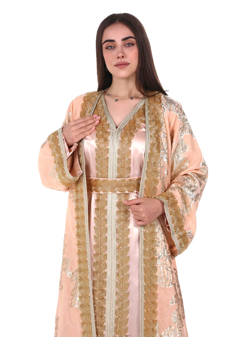 AL BENT AL SHARQIEH embroidered satin kaftan dress