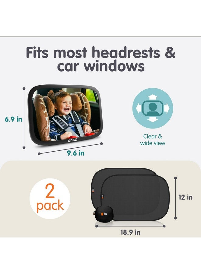 Onco Baby Car Mirror & Car Window Shades Bundle (18.9″ × 12″) - UPF 50+ Window Shade, 100% Shatter-Proof Car Mirror for Baby, Universal Shades & Mirror - Image 4