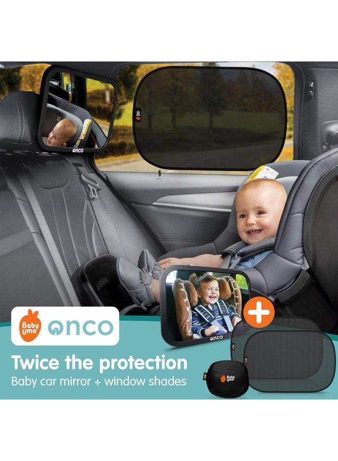 Onco Baby Car Mirror & Car Window Shades Bundle (18.9″ × 12″) - UPF 50+ Window Shade, 100% Shatter-Proof Car Mirror for Baby, Universal Shades & Mirror - Image 2