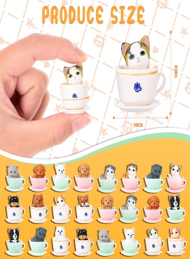 Sratte 24 Pcs Cat Dog Figurines Playset Miniature Resin Puppy Kitten Figures Cute Teacup Dog Cat Cake Topper Realistic DIY Mini Animals Coffeecup Pets for Birthday Gift Micro Landscape Craft Ornament - Image 2
