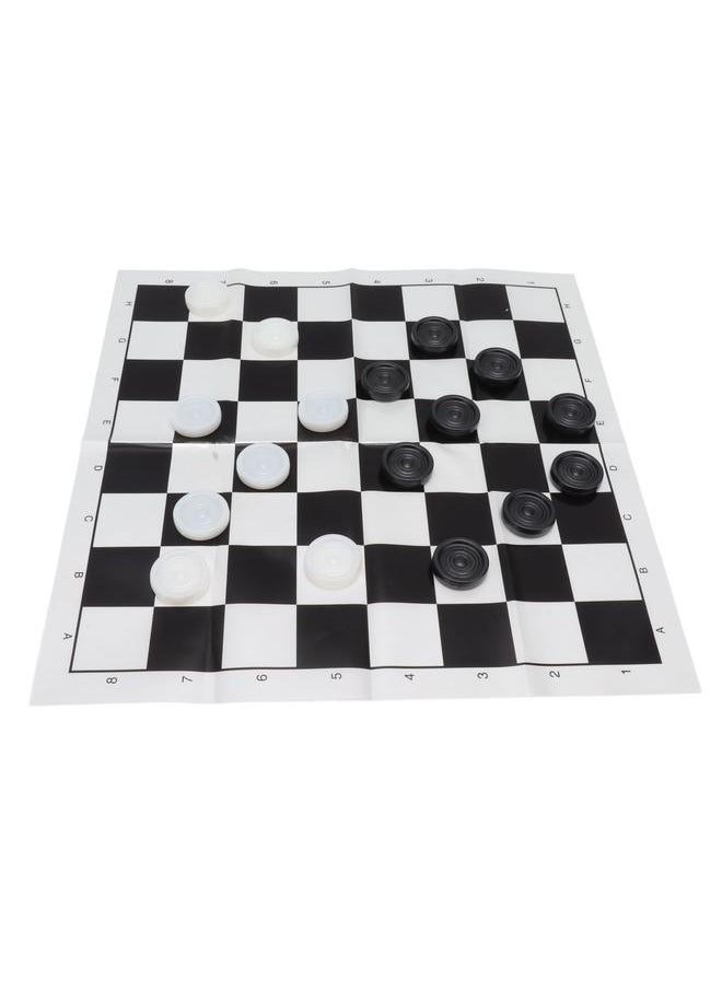 Checkers Set Stackable Black White Plastic Pieces Draughts Board Game with Transparent Box for 3 Years Old Above