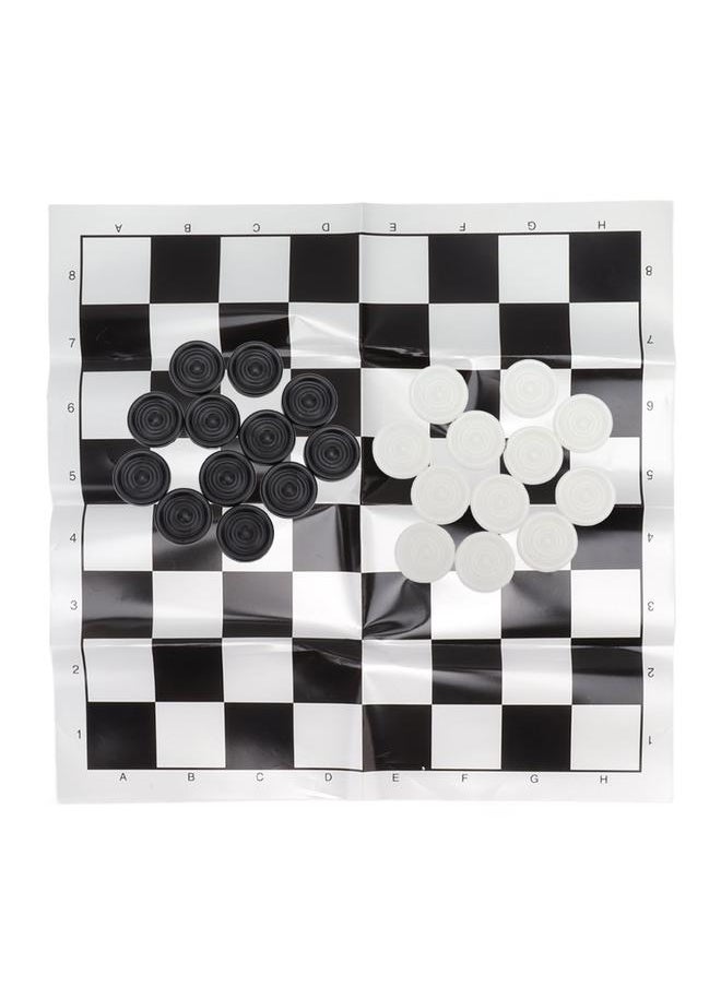Checkers Set Stackable Black White Plastic Pieces Draughts Board Game with Transparent Box for 3 Years Old Above