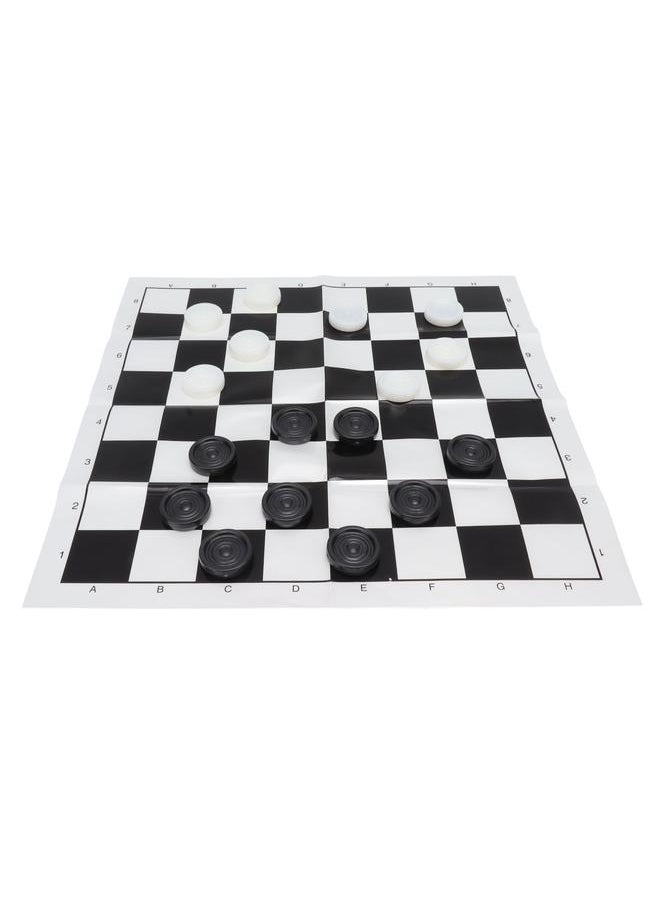 Checkers Set Stackable Black White Plastic Pieces Draughts Board Game with Transparent Box for 3 Years Old Above