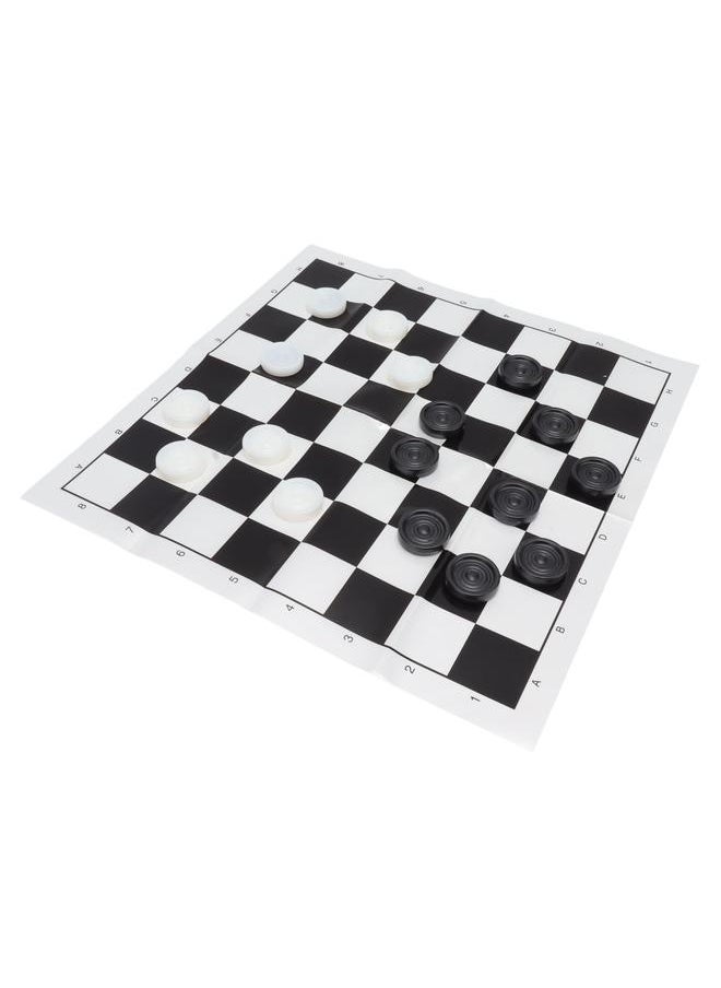 Checkers Set Stackable Black White Plastic Pieces Draughts Board Game with Transparent Box for 3 Years Old Above