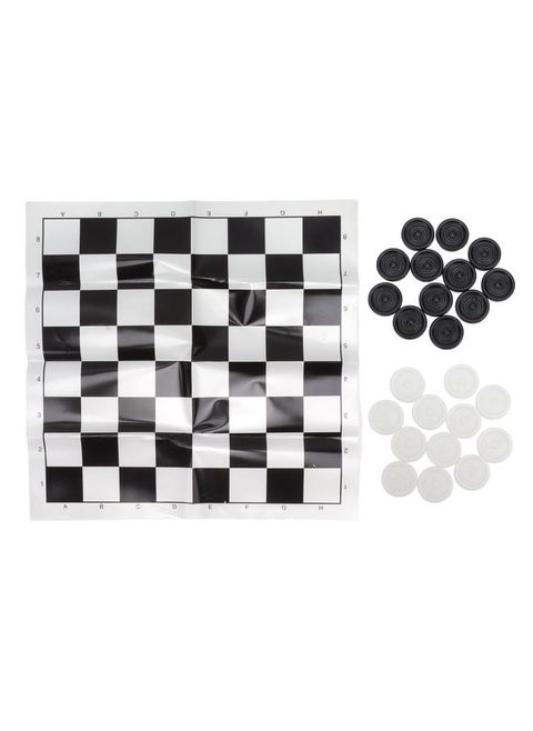 Checkers Set Stackable Black White Plastic Pieces Draughts Board Game with Transparent Box for 3 Years Old Above