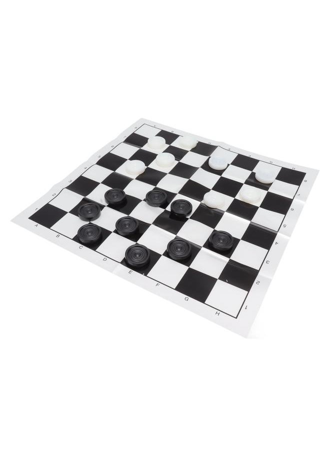 Checkers Set Stackable Black White Plastic Pieces Draughts Board Game with Transparent Box for 3 Years Old Above