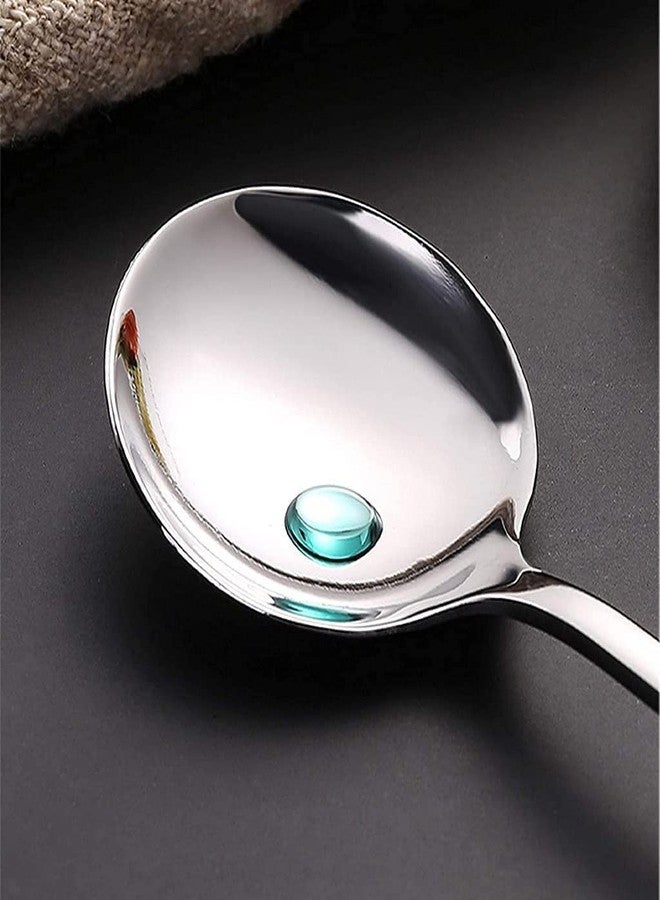 KOOSHLO Stainless Steel Soup Spoon Set | Cutlery Soup Spoon Set,304 Stainless Steel Ice Cream Soup Spoons Coffee Spoons,Gold Small Round Spoon,Household Tableware Set (White) - Image 5