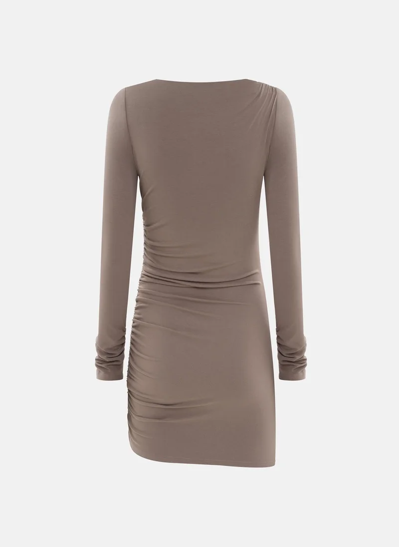 Lichi  Viscose mini dress with asymmetric small pleats for Women | Best Price UAE