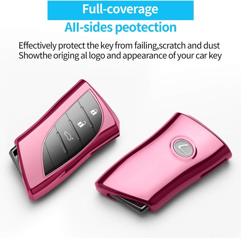 Autophone غطاء مفتاح TPU وردي لسيارات لكزس - Image 3