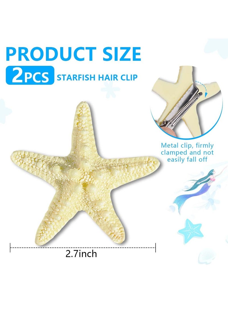 Goolsky 2 قطع مشبك شعر نجمة البحر إكسسوارات شعر حورية البحر للنساء والفتيات - Image 2