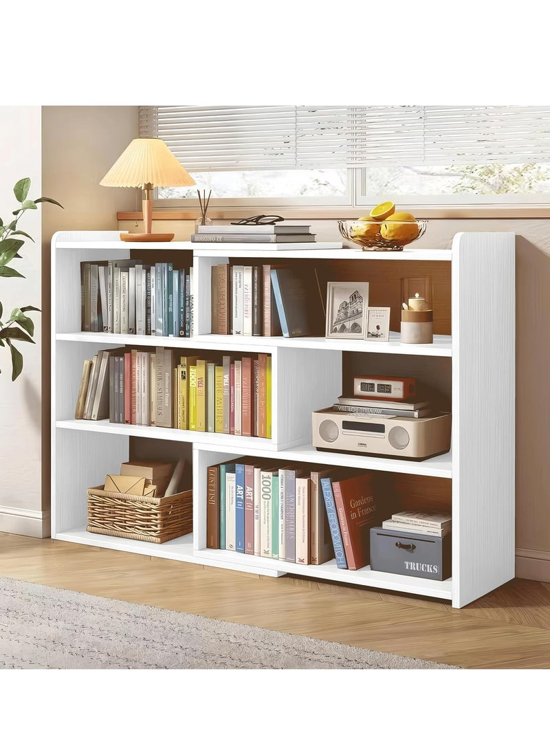 Generic Bookcase 4 Tier Storage Cabinet Scalable Bookshelf Extendable Length 60-110cm Floor Standing Open Display Storage Rack Kitchen Storage Shelf for Library,Home,Office,(White) - Image 2